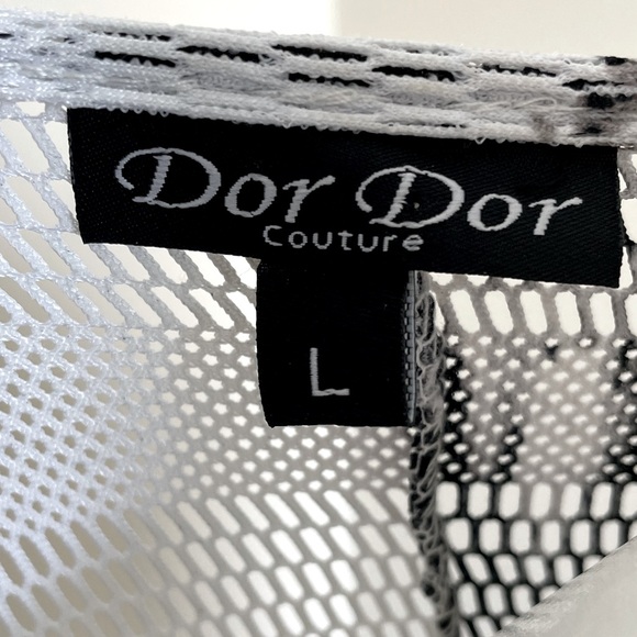 Dor Dor Couture Beach Swimsuit Cover Black White Mesh Modern Contemporary Size L - Picture 5 of 7